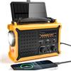 Mesqool Radio Solare a Manovella con Batteria Ricaricabile da 12000mAh, Pannello Solare Extra Large, Radio con Torcia Elettrica e Luce di Lettura, Powerbank Ricaricabile per Attività Outdoor e Campeggio