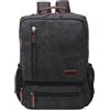 DORRISO CP-XO001 Retrò Uomo Zaino Tela Grande Capacità Tasca Multifunzionale Borse 17,3 Pollici PC Portatile Borsa da Scuola per Uomo Viaggio Campeggio All'aperto Lavoro Quotidiano Zainetto Nero