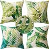 MIULEE Set di 4 Impermeabili Federe Cuscini Decorativi Copricuscini Cuscini Stampati Fodera di Cuscinetti di Lino da Divano Esterno Soggiorno Balcone 40x40cm 16x16 inch Foglie Tropicali Verdi