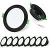 ALUSSO LIGHTING 4W/6W/8W Regolabile Faretto LED da Incasso Dimmerabile 230V, 3CCT 3000K/4000K/6500K Modificabile, Faretto LED Extra Piatto 29mm, Faretto da Bagno IP44, Nero Set di 10
