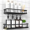 UUlioyer Mensola Doccia Senza Foratura, Impermeabile e Antiruggine, Porta Bagnoschiuma Shampoo da Doccia, 2 Pezzi Organizer Doccia (Nero- 2 Pezzi)
