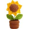 EANAGO Fiore all'Uncinetto Girasole Fatto a Mano come Decorazione di Benessere per Voi Stessi o come Regalo - Girasole senza Faccina Sorridente con Vaso Incluso