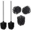 WAVEWO Set di 2 Spazzole per Toilette con 3 Testine di Ricambio, WAVEWO Scopino WC con Manico Lungo in Acciaio Inox dal Look Elegante e Semplice, Diametro Spazzola di Ricambio 7 cm, Argento Spazzolato