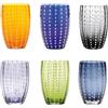 Zafferano Perle Bicchiere Tumbler Lavorato a Mano in Vetro Colorato Trasparente cl 32 h 109mm d 71mm, Set 6 Pezzi Colori Assortiti, Mix 1