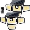 AmeriTop Luci Solari per Esterni, Confezione da 2 Luci LED a Sensore di Movimento Solare ad Alta Luminosità Senza Fili, 4 Teste Regolabili, Impermeabile IP65, Luce da Muro di Sicurezza a LED
