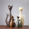 JXCBXJ Statua in ceramica, statuette di famiglia di Gatto in porcellana,decorazione creativa in ceramica,ornamenti artigianali per la casa,regalo commemorativo per i genitori (Nordico Gatto Famiglia)