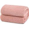 Yebeda Coperta Plaid Pile per Divano e Letto Matrimoniale, 220 x 240 cm | Coperta in Flanella a Motivo Waffle, Leggera, Morbida, Calda, Copridivano, Copriletto per Tutte le Stagioni, Rosa