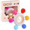 akolik Neonato Dentizione Giocattoli Regalo, Anello in Silicone per Massaggio Gengive da 3 6 9 12 Mesi, Giochi Sensoriali in Grado Alimentare per 1 Anno, Giocattoli da Bagno per Bambini