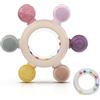 akolik Giochi Dentizione Neonato, Sonaglio Anello Massaggiante in Silicone per Bambini, Massaggiagengive Senza BPA per neonati di età superiore ai 3-6 6-12 mesi