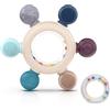 akolik Giochi Dentizione Neonato, Sonaglio Anello Massaggiante in Silicone per Bambini, Massaggiagengive Senza BPA per neonati di età superiore ai 3-6 6-12 mesi