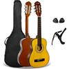 3rd Avenue Pacchetto beginner con chitarra acustica spagnola classica junior di dimensioni 1/4 XF 3rd Avenue, con corde in nylon, custodia da trasporto, capotasto e plettri - Naturale
