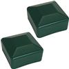 SKIR'CO (2 pezzi) Tappi per pali di recinzione, quadrati 50 x 50 mm Tappi in plastica verde per pali di recinzione, colore verde muschio RAL 6005