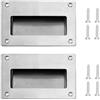 VZU Set di 2 maniglie in acciaio inox per porte scorrevoli, maniglie invisibili, incluse viti, conchiglie rettangolari per porte interne, armadi, maniglie vintage per cassetti, argento