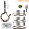 AGOISET 30 Pezzi ganci a vite, ganci a vite per legno con fibbia sicurezza, ganci da soffitto per appendere oggetti, piante, casette uccelli, campanelli eolici e lucine esterno (Bronzo)