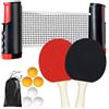 CUEMOON rete ping pong da tavolo set ping pong,2 Racchette,6 Palline,Rete Estensibile e Borsa da Trasporto,per Bambini, famiglie