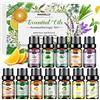 HANOLLY Oli Essenziali per Diffusori 12x5ml, Olio Essenziale Naturali per Aromaterapia Massaggio Candele Fai da Te, Lavanda, menta, eucalipto, arancia dolce, tea tree, limone, cannella, ecc.