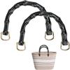 Rairsky 2 Pezzi Corta Manici per Borse Uncinetto,Borsa Intrecciata e Borsa in Pelle, Bamboo Manico Borsa, Manici Borsa Fai da Te Sostituzione Maniglie, Ricambio Accessori per Borse Uncinetto Nero
