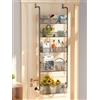 Cozywind Scaffale portaoggetti da appendere sopra la porta, in metallo, a 5 ripiani, da mettere sopra la porta, in metallo, con 5 cestini, per dispensa, bagno, camera da letto (5 ripiani, nero)
