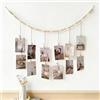 MYLERCT Porta Foto con Mollette, Stile-Bohémien Appendere Porta Foto Multiple Parete, Espositore da Appendere Alla Parete con Perline di Legno, con 12 Clip, per Dormitori, Camere da Letto e Soggiorni