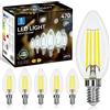 Aigostar Lampadina Stile Vintage Filamento LED E14 C35, 4W (Equivalenti a 40W), 470 Lumen, Luce Fredda 6500K, CRI＞80, Trasparente Lampadine LED, Pacco da 6
