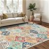 LuxFocus Tappeto vintage lavabile, 160 x 230 cm, grande tappeto con accento orientale, antiscivolo, stampa floreale, pieghevole, per interni, cucina, camera da letto, soggiorno, arancione