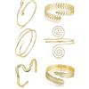 LunarCharm Set di 6 Bracciali per Braccio Superiore da Donna, Bracciale Aperto Regolabile Boho, Bracciale a Spirale Minimalista con Foglia