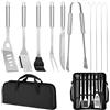 YIYAXIN 11Pcs Kit BBQ Professionale In Acciaio Inox Include Valigetta, Accessori Attrezzi Barbecue Alta Qualità Pratico, Set Utensili Barbeque Portatile per Regalo Uomini, Giardino, Campeggio Esterno, Picnic