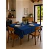 Batik Tovaglia 100% cotone - elegante bordo a giorno - Monocolore Tovaglia 140 x 180 Cucina - BLU