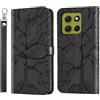 Rostsant Custodia per Motorola Moto G86 2025 Cover a Slot per Carte Portafoglio in Pelle PU Custodia a Libro Albero in Rilievo Cover Telefono per Motorola Moto G86 2025 Nero