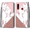 Mo-Somnus Cover per Samsung Galaxy A20S, Custodia in PU Pelle Magnetica Libro Flip Caso Antiurto Portafoglio [Supporto Stand] con Porta Carte e Cinturino da Polso Wallet Case (Marmo)
