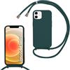 FERLAN Custodia per iPhone 12 Mini Cover con Cordino,Verde Silicone Antiurto TPU Morbido Case Corda Collana Necklace Regolabile Stylish con Catena Ultra Sottile Cover per iPhone 12 Mini,Verde scuro
