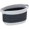 WENKO Cestello di feltro Bea M, cestello con due manici bianchi, in feltro di poliestere riciclato grigio scuro, intreccio bianco a contrasto, 80% poliestere/20% cotone, 5 litri, 24 x 16 x 16 cm