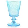 H&H Set 4 Calici Garden in Vetro Lavorato Azzurro 25 cl - Eleganti, Resistenti e Lavabili in Lavastoviglie
