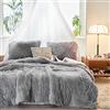 Joyreap Set di biancheria da letto in peluche shaggy, per letto singolo, lussuoso, in finta pelliccia e velluto, per tutte le stagioni (grigio chiaro, 172,7 x 218,4 cm)
