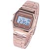 Qqmora Orologio Digitale in Acciaio Inossidabile Rettangolare Portatile Retroilluminato con Buona Lucentezza (Oro Rosa) da Uomo