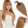 Elailite Hair Topper Capelli Veri Donna Clip in Posticci Toupee Toupet Silk Lace Protesi #6 Marrone Chiaro 41g 40cm (10cmx10cm)