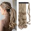 TESS Coda di cavallo, estensione 40 cm, ponytail capelli naturali ondulati Hellbraun mit Aschblond finta coda di cavallo, 90 g