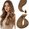 Benehair Extension Capelli Veri Cheratina Marrone Chiaro U-tip Hair Extension Cheratina Capelli Veri Umani Lisci Remy Keratina Invisibile 25 ciocche 35cm
