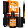 FOLLICLE BOOSTER Kit di riempimento per barba da uomo, nero, set completo per barba e cuoio capelluto con forcella brevettata a 4 punte e penna normale, impermeabile, a prova di sudore e tenuta tutto