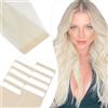 Elailite Extension Biadesivo Capelli Veri Adesive Human Hair Cuciti 10 Ciocche Tape Extensions Biadesive 25g 40cm #60 Biondo Platino