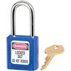 Master Lock 410BLU Lucchetto di Sicurezza in Materiale Termoplastico per Installazione Meccanica, Blu, Archetto 3,8 x 2 cm