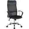 Easycomfort Sedia Ergonomica da Ufficio Girevole e Dondolo con Ruote, Altezza Regolabile e Schienale a Rete, 63x65x109-119cm Nero