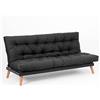 EVERGREENWEB MATERASSI & BEDS EVERGREENWEB Divano Letto 3 Posti con Materasso Futon Imbottito, Schienale e Testiera Reclinabile Clic Clac e Trasformabile in Comodo Letto una Piazza e Mezza, Tessuto Grigio Scuro Gambe in Legno SAKE