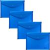 Grafoplás Grafoplas - 4 buste portafogli in plastica, dimensioni quarto con chiusura a bottone, bordino in tessuto, 24,5 x 17,5 cm, colore blu traslucido, per documenti piccoli A5 o meno, perfetto come