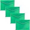 Grafoplás Grafoplas - 4 buste portafogli in plastica, dimensioni quarto con chiusura a bottone, bordino tessuto, 24,5 x 17,5 cm, colore verde traslucido, per documenti piccoli A5 o meno, perfetto come