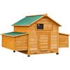 PawHut Pollaio Gabbia Ovaiole per Galline da Giardino con 2 Cassetti, Nido e Tetto da Esterno Impermeabile in Legno, 150x100x96.5 cm|Aosom