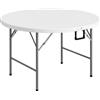 Outsunny Tavolo Pieghevole per Giardino e Campeggio, in Acciaio e HDPE, Ø122x73 cm, Grigio e Bianco|Aosom
