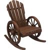 Outsunny Sedia a Dondolo Stile Adirondack, Design Rustico con 2 Ruote, Legno di Abete Rosso Effetto Bruciato, 88x68x92cm|Aosom