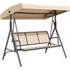 Outsunny Dondolo da Giardino a 3 Posti con Tettuccio, Seduta Traspirante e Telaio in Acciaio, Beige | Aosom Italy