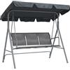Outsunny Dondolo da Giardino a 3 Posti in Metallo con Tetto Parasole Rimovibile, 171x108x154 cm, Grigio scuro | Aosom Italy
